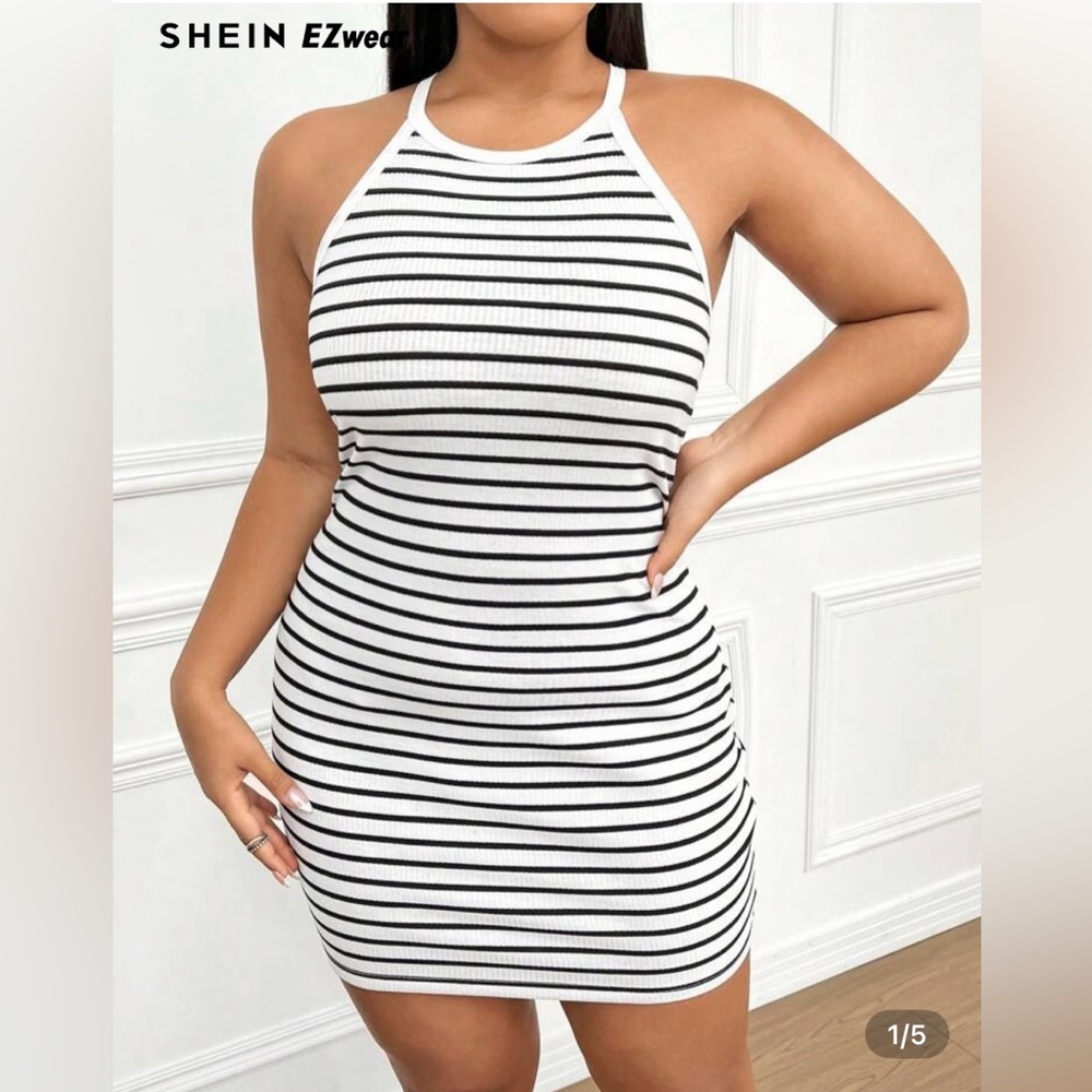 Striped Halter Neck Dress